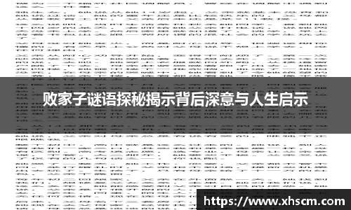 败家子谜语探秘揭示背后深意与人生启示